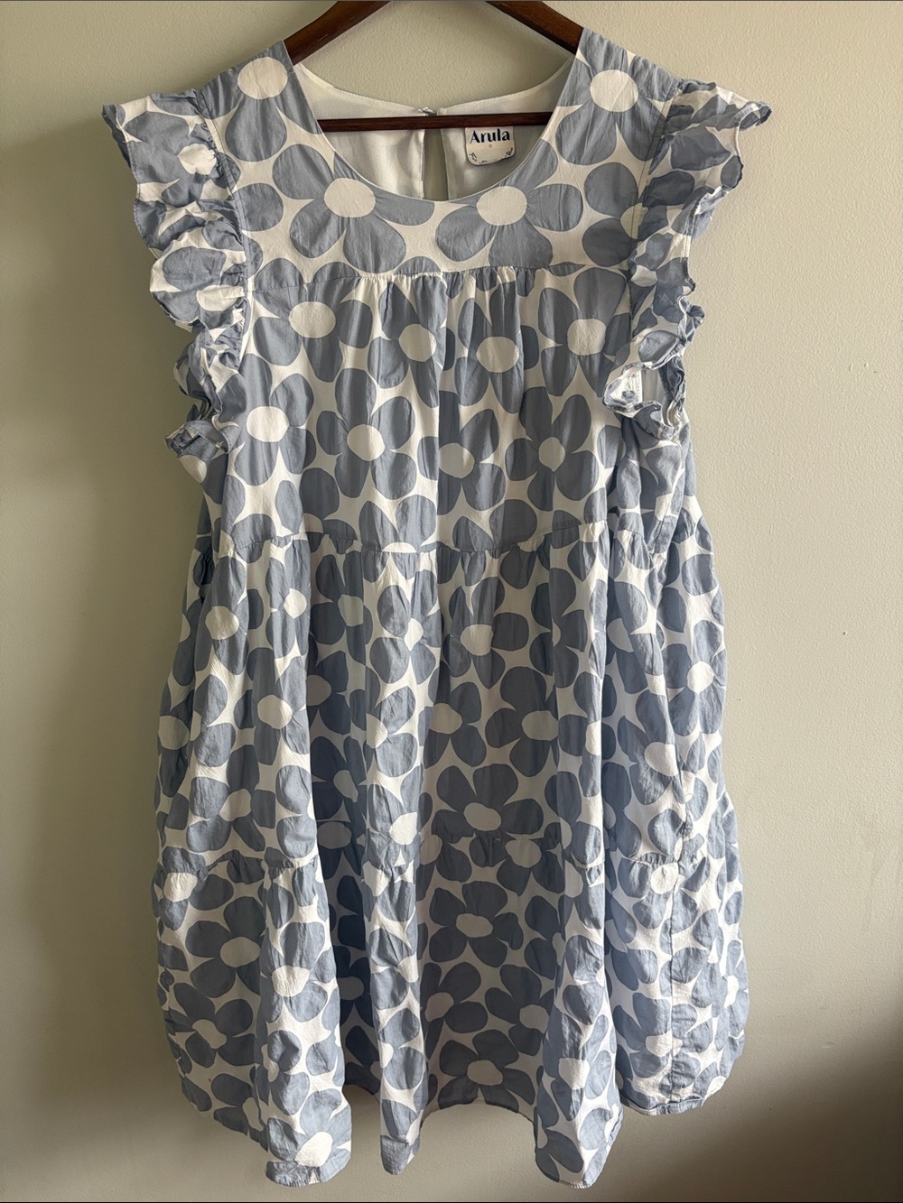 Arula Blue Floral Tiered Babydoll Dress Size B Plus Cottagecore